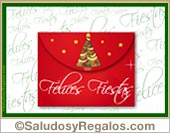 Felices Fiestas en sobre navideño.