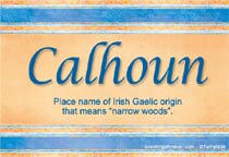 Meaning of the name Calhoun
