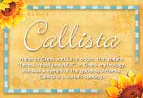 Meaning of the name Callista