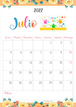 Calendario Julio 2022 con imagen