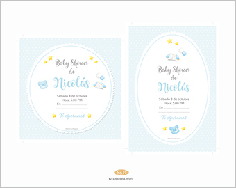Invitación a Baby Shower celeste