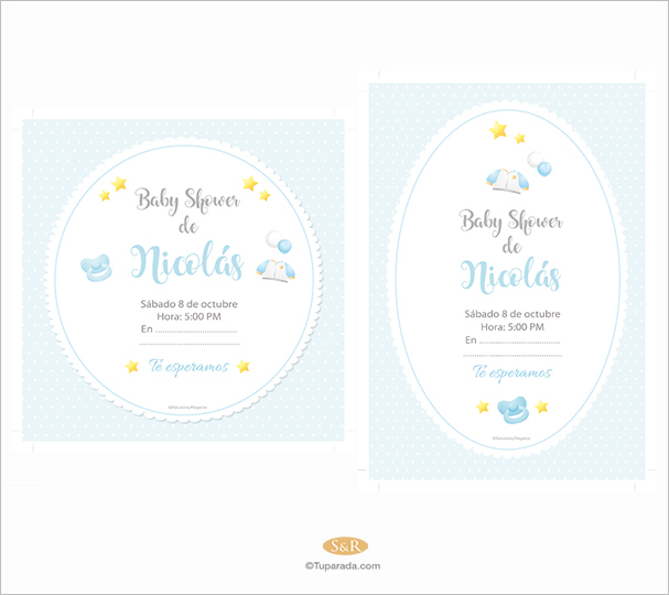 Invitación a Baby Shower celeste