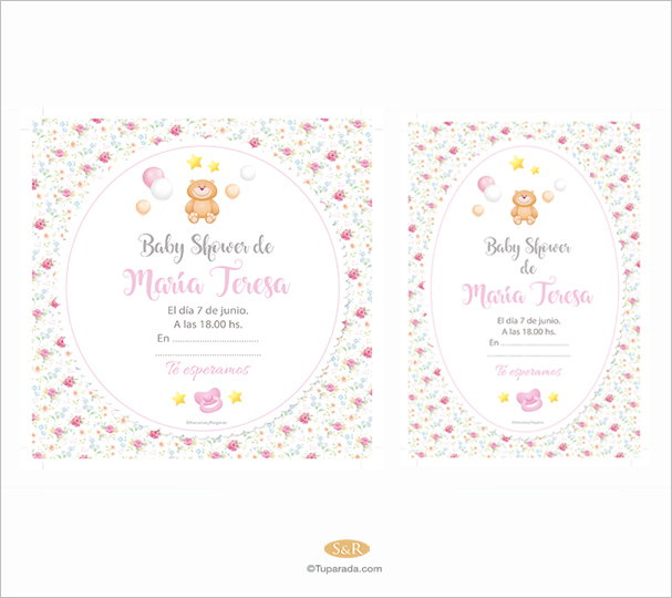 Baby Shower: Little bear and roses