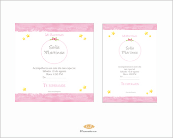 Invitación de Bautismo en rosa
