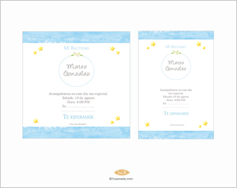 Invitación de Bautismo en celeste