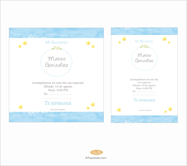 Invitación de Bautismo en celeste