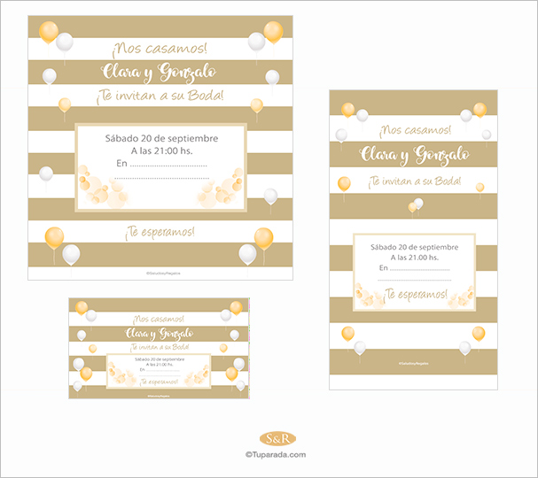 Invitación a Boda con rayas