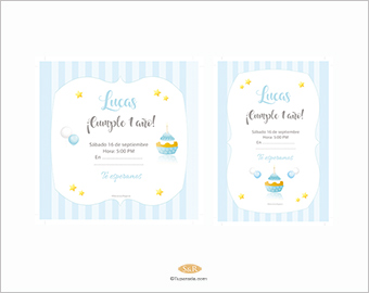 Invitación Cupcake in blue