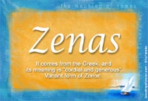 Meaning of the name Zenas