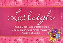 Meaning of the name Lesleigh