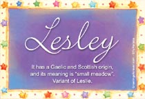 Meaning of the name Lesley