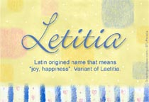 Meaning of the name Letitia