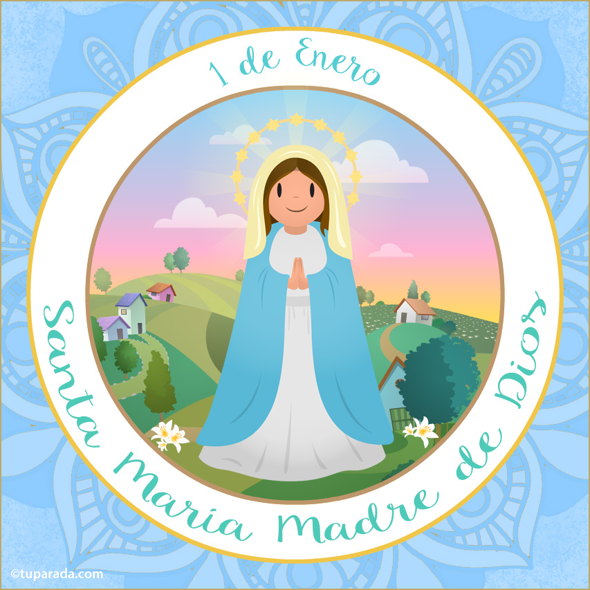 Tarjeta - Día de la Virgen María, Madre de Dios, 1 de enero