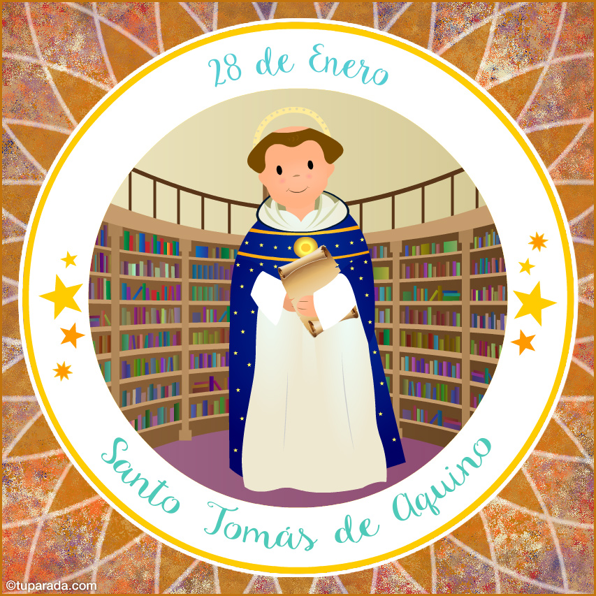 Día de Santo Tomás de Aquino, 28 de enero, tarjetas de El Santo del Día