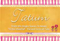 Meaning of the name Tatum