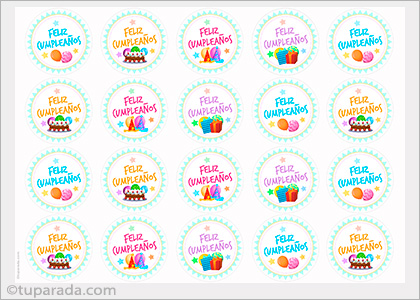 Stickers para dulces - Cumpleaños