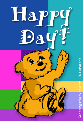 Happy day with bear for children