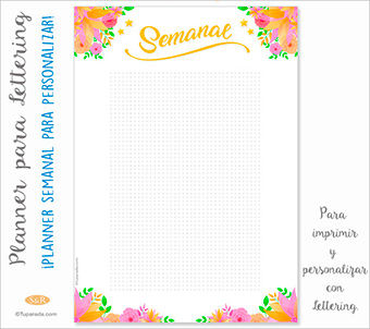 Planner para personalizar con Lettering