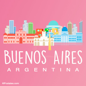 Diseño de postal de Buenos Aires