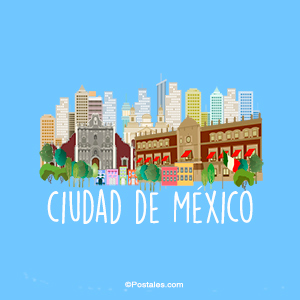 Postal de Ciudad de México en celeste