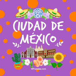 Tarjeta - Postal de Ciudad de México festiva