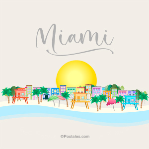 Postal de ilustración de Miami