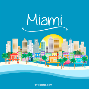 Imagen de Miami con diseño en azul