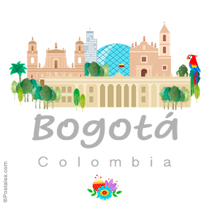 Postal de Bogotá con lugares especiales