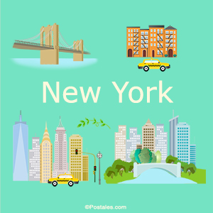 Postal de Nueva York con sitios más visitados