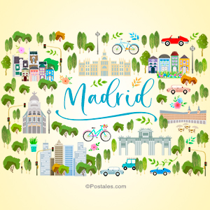 Diseño de Madrid con lugares destacados