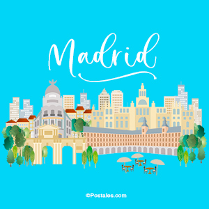 Postal de Madrid con sitios interesantes
