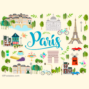 Imagen de París con ilustraciones