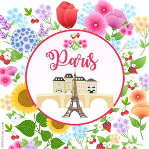 Postal de París con flores