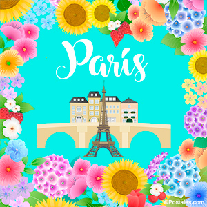 Postal de París con la Torre Eiffel
