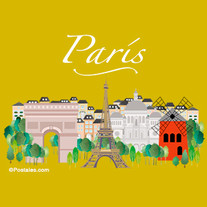 Postal de París con lugares inolvidables