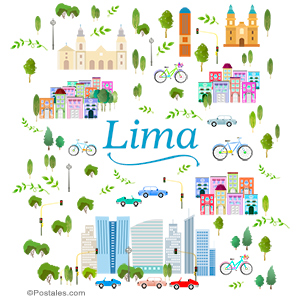 Postal de Lima con lugares más visitados