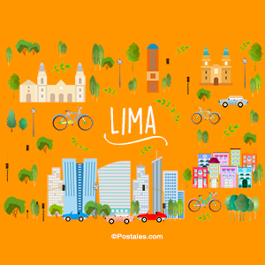 Diseño de Lima, Perú, con ilustración de sitios para ver