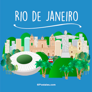 Postal de Río de Janeiro con sitios más conocidos