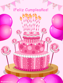 Torta de cumpleaños en rosa