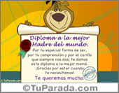 Diploma a la mejor madre del mundo