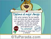 Diploma al mejor amigo.