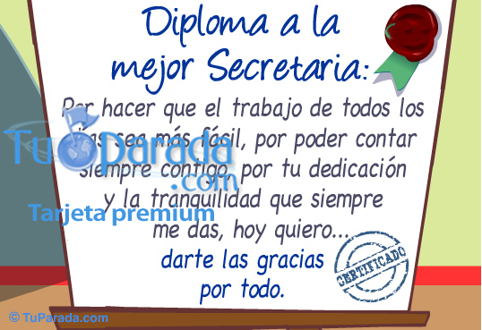 Tarjeta - Diploma a la mejor secretaria