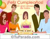 Tarjeta de cumpleaños de grupo para mujer.