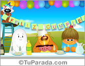 Tarjeta de cumpleaños con torta