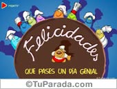 Tarjeta con torta de cumpleaños