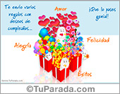 Tarjeta de cuatro regalos con sorpresas