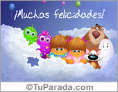 Felicidades con globos y saludos
