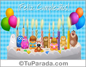 Tarjeta con torta y saludo