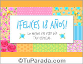 Tarjeta de felices 18 años