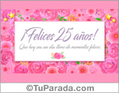 Tarjeta de felices 25 años